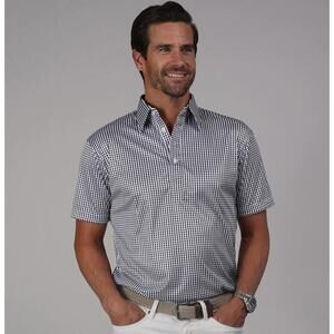 Men's Black and White Checkered Polo Shirt